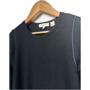 Inhabit 100% Cashmere Raw Seam Sweater Black with Blue Stitch Women's Size Small